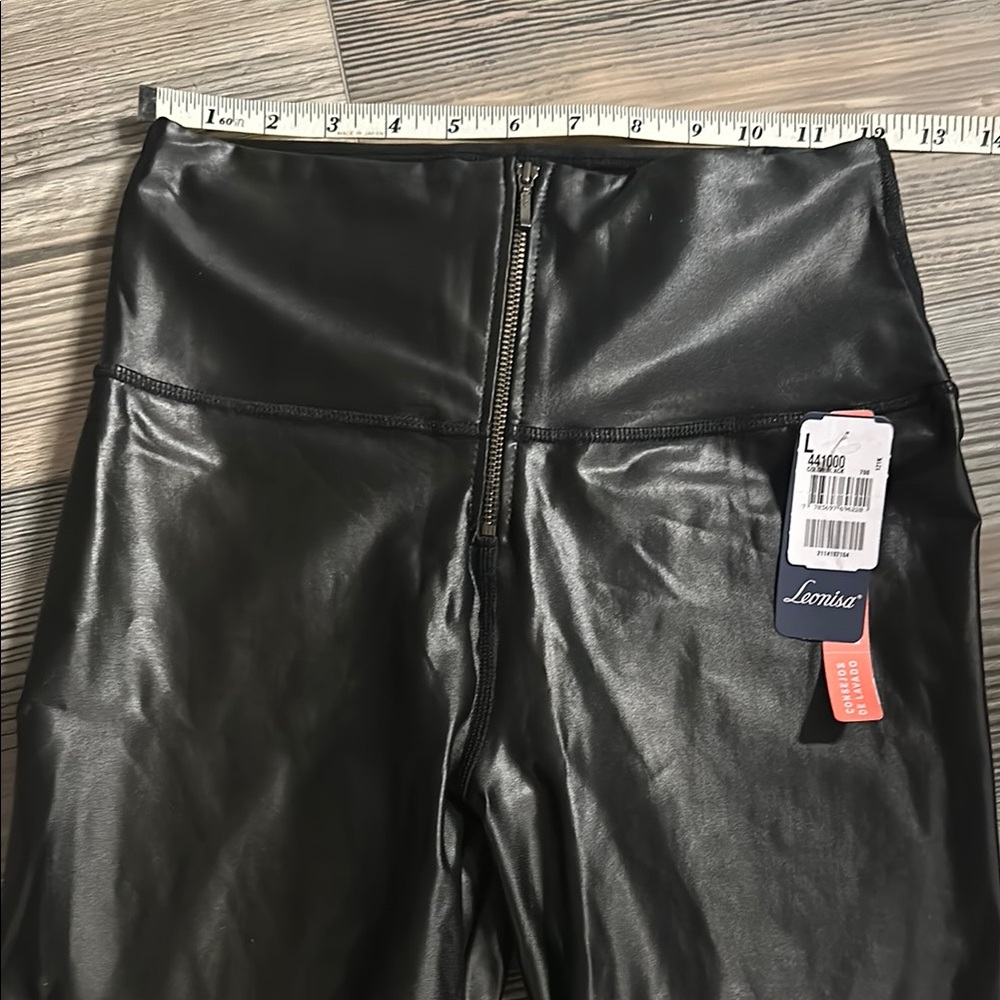 Leonisa Black Faux Leather Leggings
